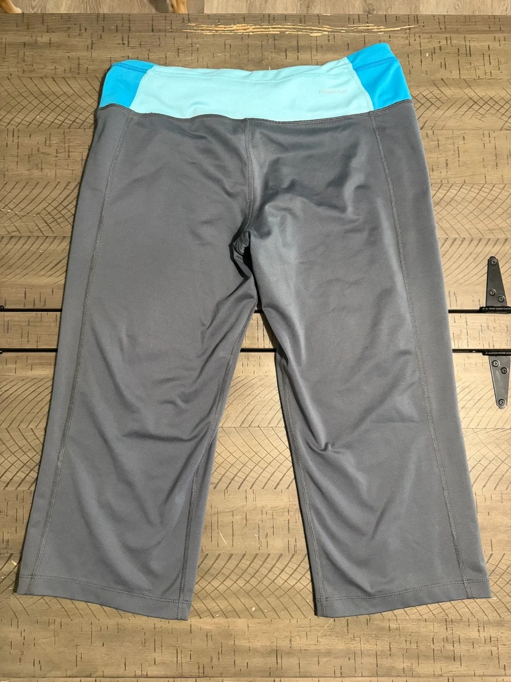 Champion Gray Capri Leggings with Aqua and Teal Waistband